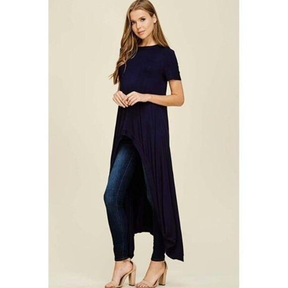 Annabelle Short Sleeve Hi-Lo Maxi Tunic - Picture 7 of 9